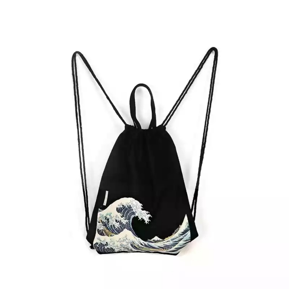 🟢 2 for $15 Drawstring Backpack with Ocean Wave - Picture 2 of 3